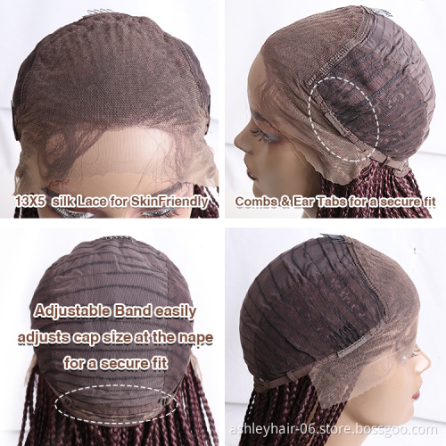Julianna hair braided three-strand meches for dreadlocks faux locs braided wigs lace front custom logo box braided lace wigs